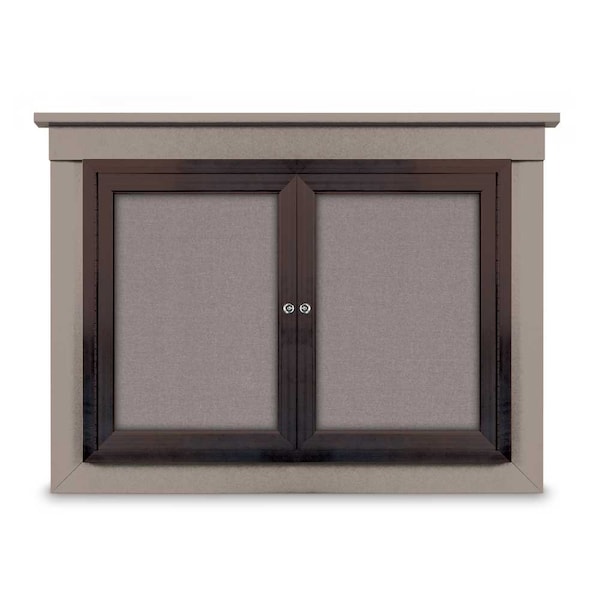 36"x36" 1-Door Enclosed Letterboard, Grey Felt/Walnut